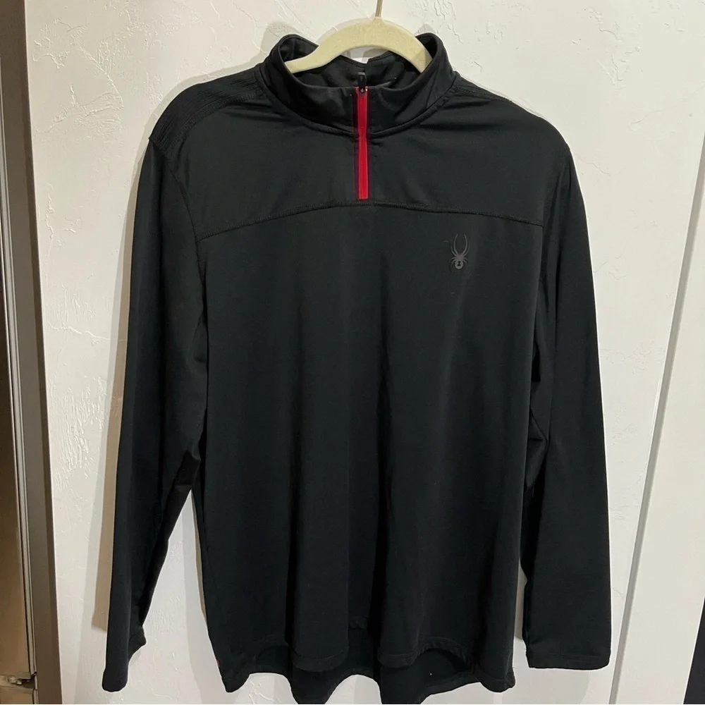 Spyder Mens Black 1/4 Zip Activewear Pullover Large